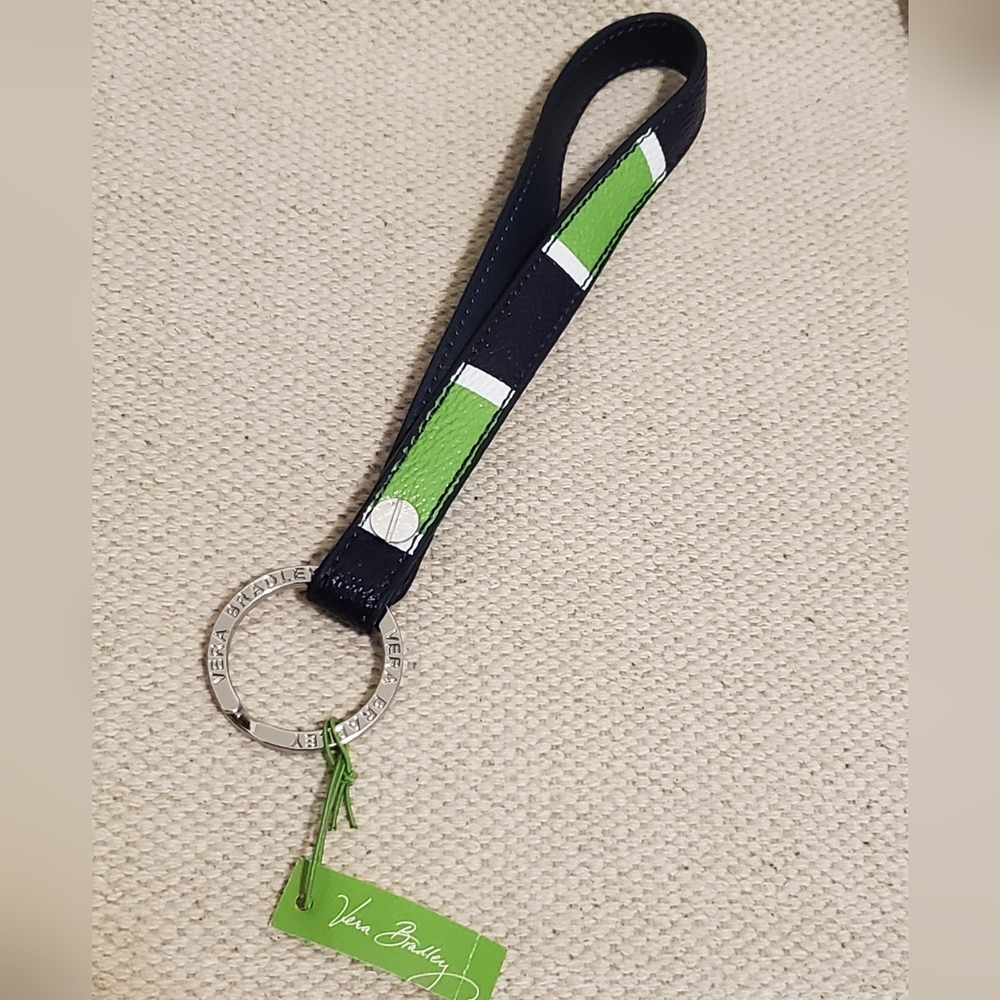 Vera Bradley, In The Loop Keychain, Lucky Stripe 7 1/2" Long, Blue-green NWT
